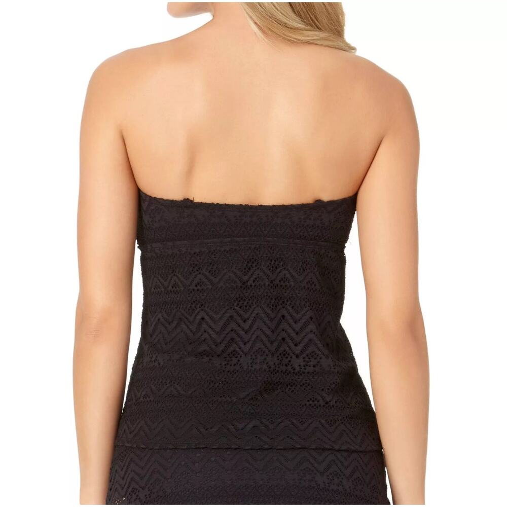 Catalina Missy Solid Black Crochet Bandini Swimsuit Top Size XL 16 - 18 - Picture 4 of 8